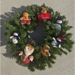 Christmas Wreath Santa Snowman Gingerbread Man Reindeer Holiday Decor